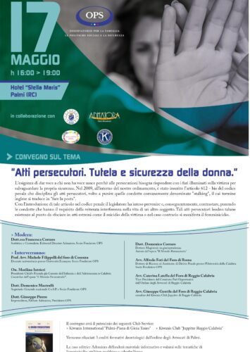 Convegno “Atti persecutori. Tutela e sicurezza della donna.” | 17 maggio 2018